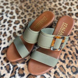 Italian Shoemakers Green and Brown Women's Sandals